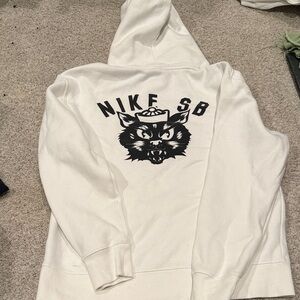 Nike White Hoodie with Black Graphic